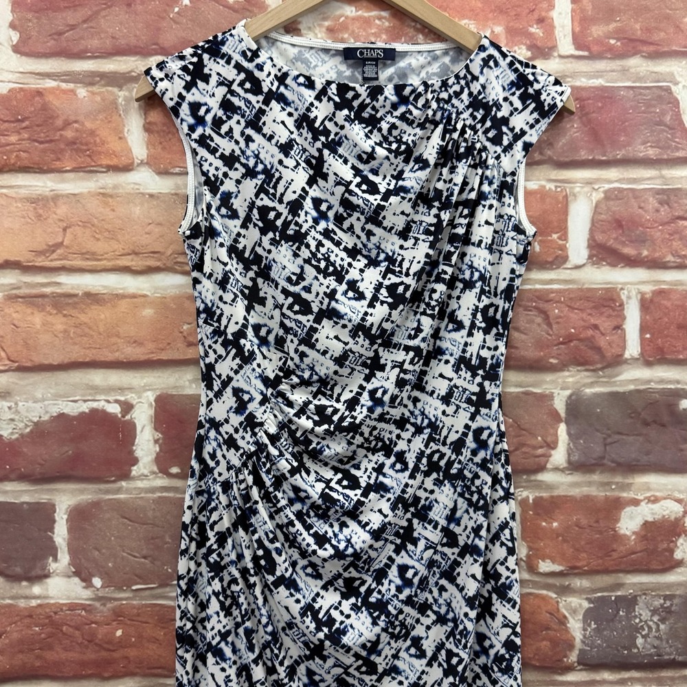 Ralph Lauren Chaps Dress Women's Small Multicolor Abstract Ruched Casual Career - Picture 3 of 9